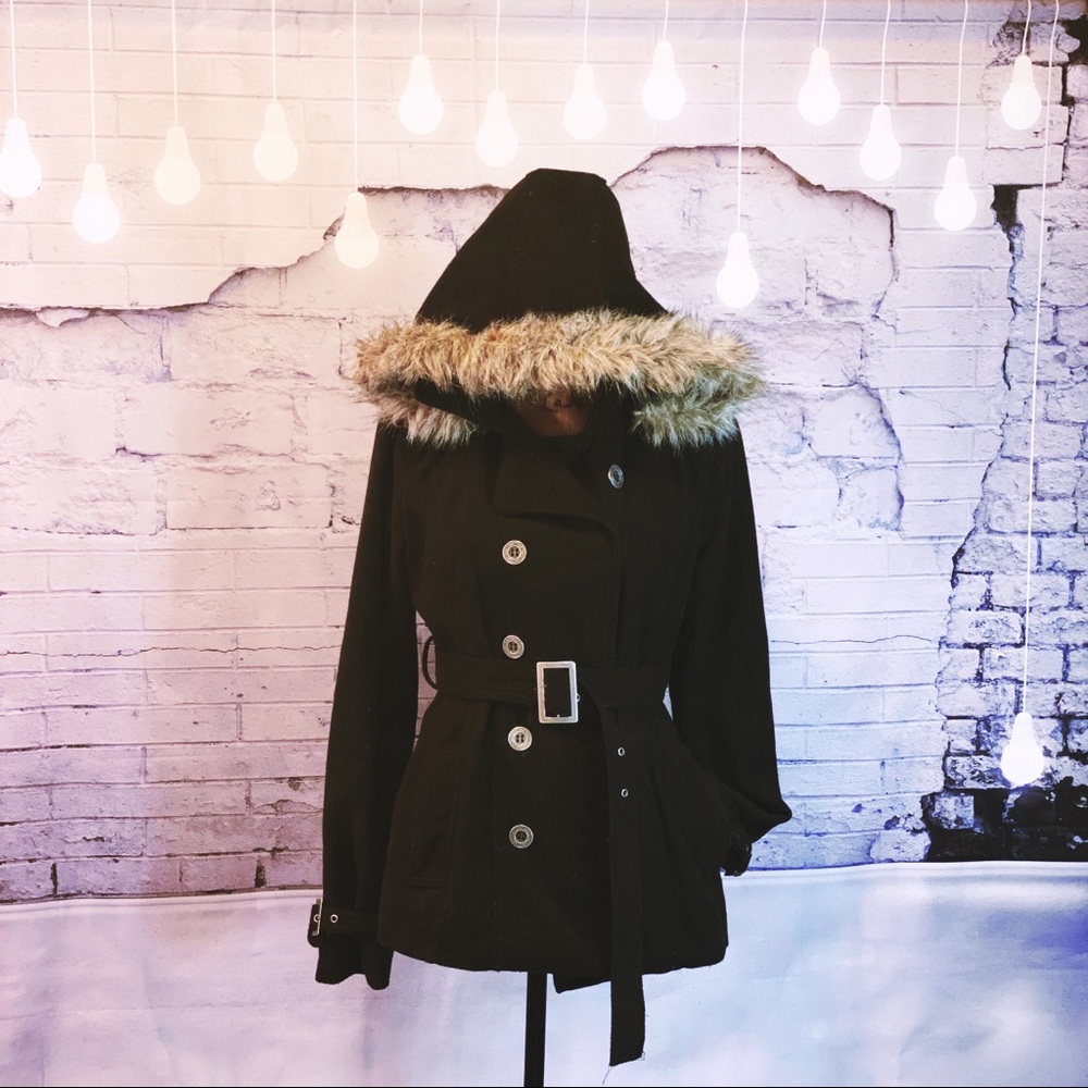 Rue 21 Wool Coat with Fur Lined Hood